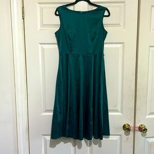 Green satin ball gown dress